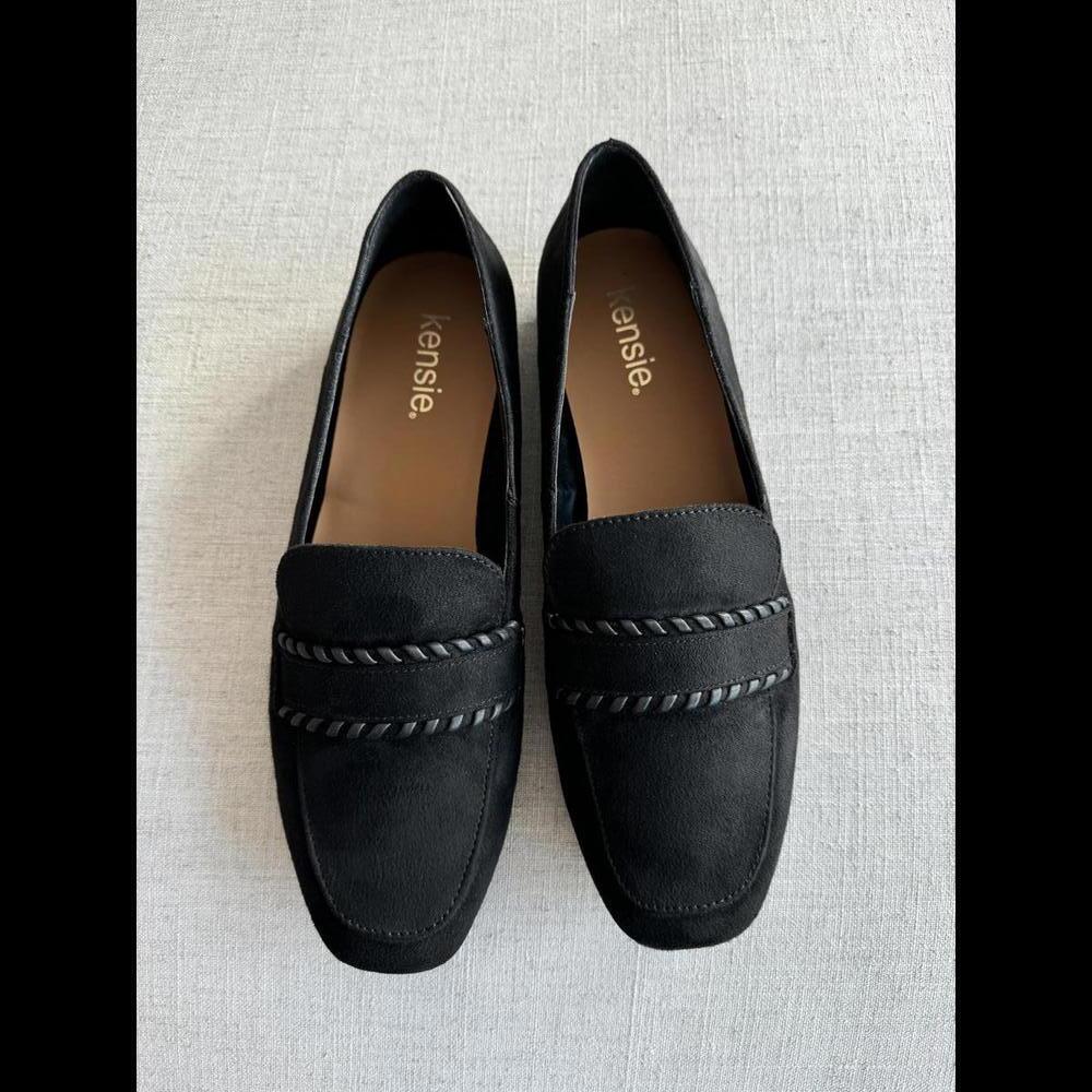 Kensie Natalia Braid Loafer Shoes - Black - Size 8 - Picture 2 of 5